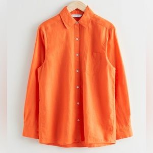 & Other Stories, linen orange shirt. Size: 6